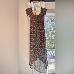 Boho Style Fall Floral off-the-shoulder Dress